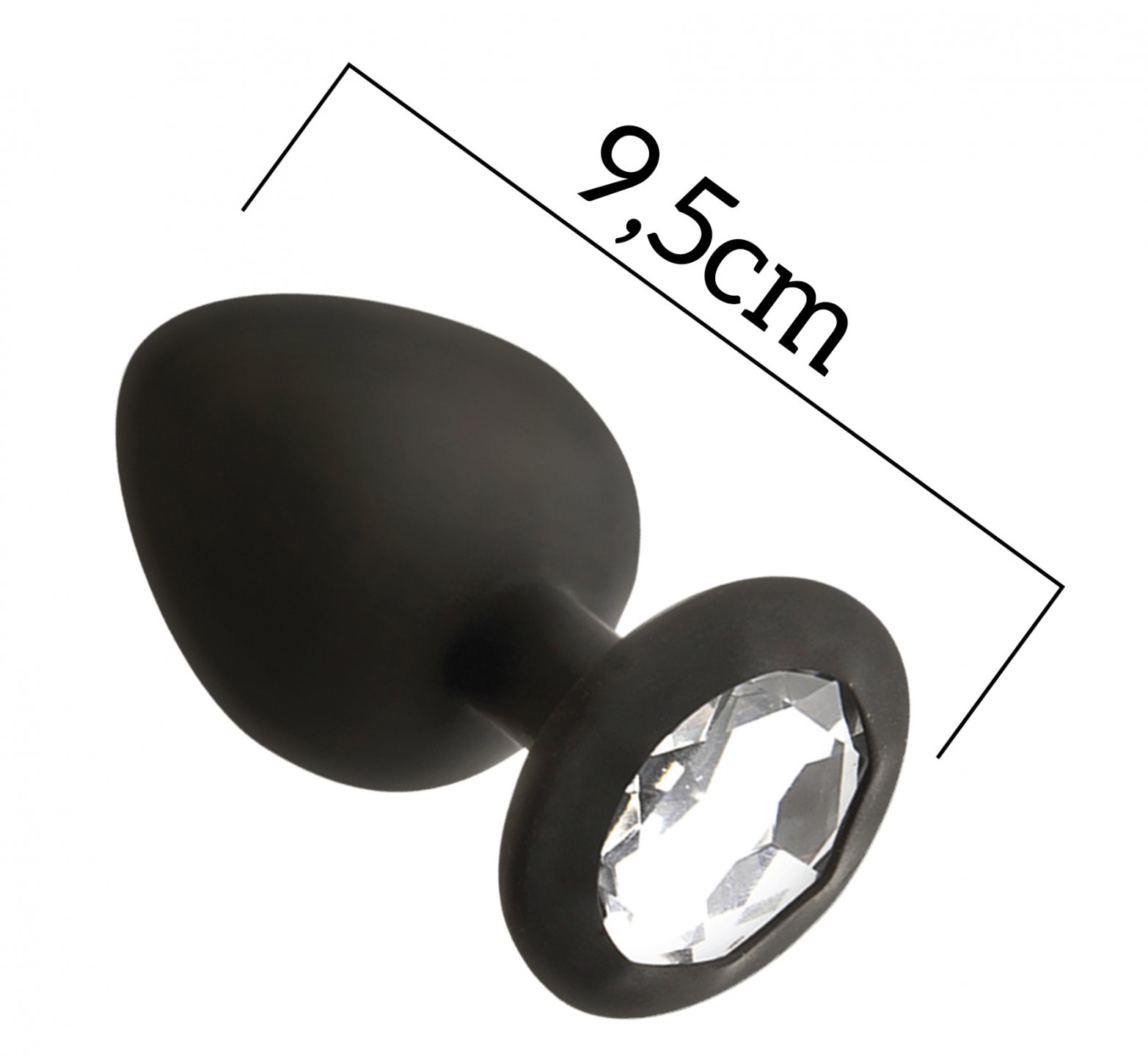 No.49 Anal Plug Black L  Crystal Base, Silicone