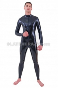 Latex Basic Catsuit Man back-zip 0,4mm black