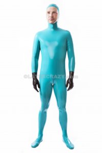 Latex Catsuit with hood 4-way front zipper black 0,4mm