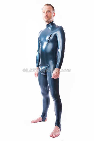 Latex Catsuit for men with codpiece and ring