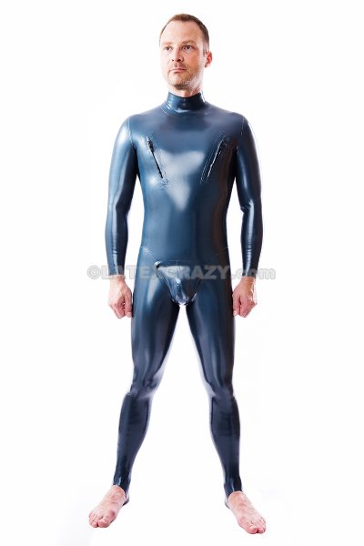 Latex Catsuit For Men With Codpiece And Ring