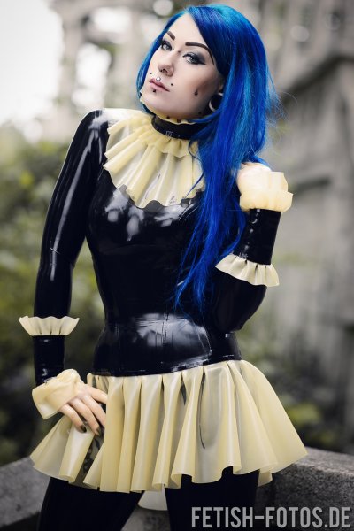 Latex Catsuit model Frills with ruffles and skirt