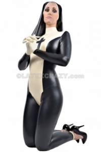 Bespoke Latex Catsuit Nun with Veil