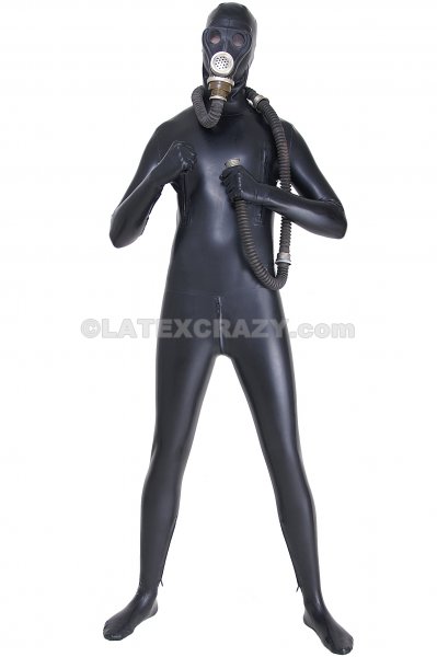 ben Positiv fredelig latex catsuit heavy rubber with attached gas mask