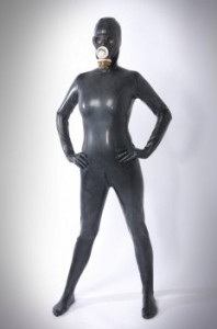 Custom Latex Catsuit with Gas Mask