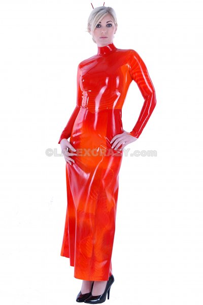 Latex Dress extra long made of effect material