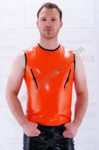 Sleeveless Latex T-Shirt Donovan with Zippers