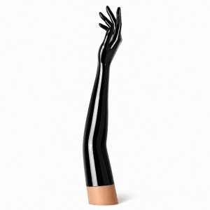 Long Black Latex Gloves | RubberBasic Long Black Latex Gloves | RubberBasic