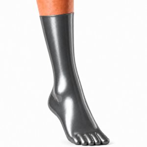 Long Metallic Pewter Latex Toe Socks | RubberBasic Long Metallic Pewter Latex Toe Socks | RubberBasic