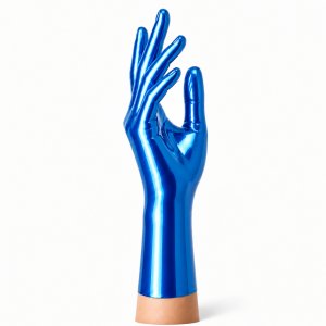 Short Metallic Blue Latex Gloves | RubberBasic Short Metallic Blue Latex Gloves | RubberBasic